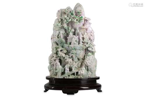 A MASSIVE CHINESE LAVENDER JADEITE MOUNTAIN.