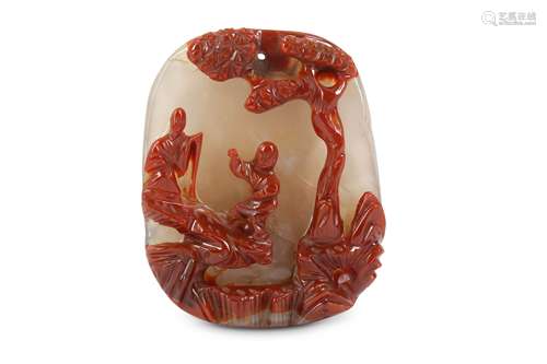 A CHINESE SUZHOU SCHOOL CARNELIAN AGATE PENDANT.