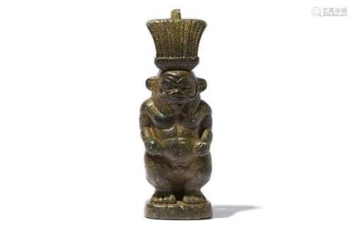 AN EGYPTIAN SERPENTINE FIGURE OF BES