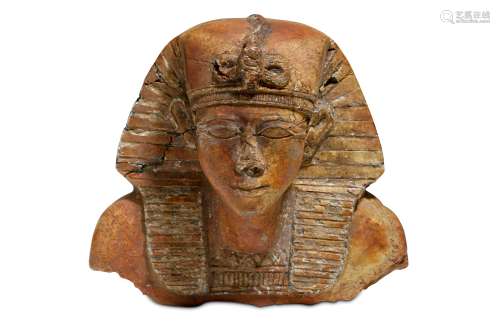 AN AFTER THE ANTIQUE STONE BUST OF A PHARAOH