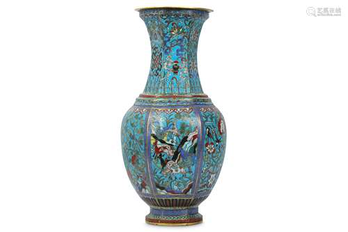 A CHINESE CLOISONNÉ ENAMEL HEXAGONAL VASE.