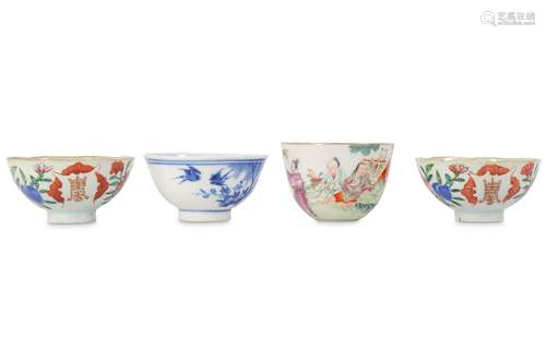 FOUR CHINESE PORCELAIN CUPS.