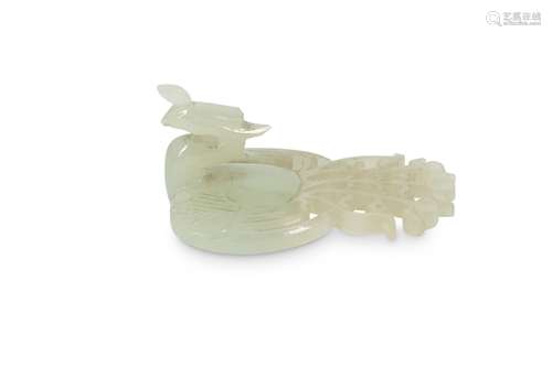 A CHINESE MINIATURE WHITE JADE 'PHOENIX' CARVING.