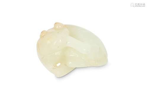 A CHINESE WHITE JADE CARVING OF A CAT.