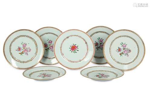 SEVEN CHINESE FAMILLE ROSE DISHES.