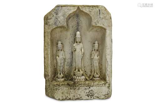 A CHINESE WHITE MARBLE BUDDHIST STELE.