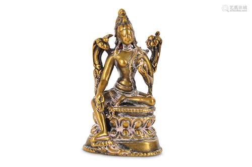 A SMALL POLISHED BRONZE FIGURE OF TARA.