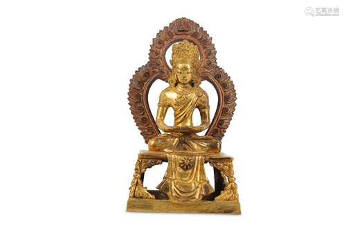 A CHINESE GILT-BRONZE FIGURE OF AMITAYUS BUDDHA.