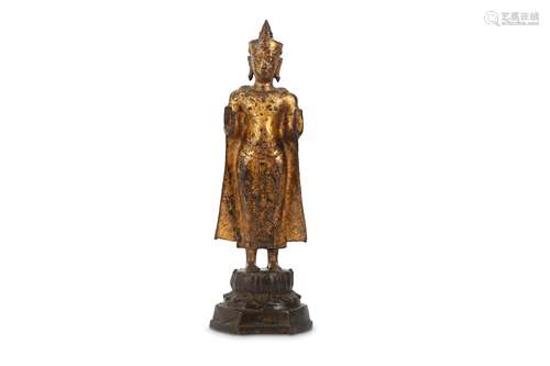 A THAI GILT-BRONZE FIGURE OF BUDDHA.