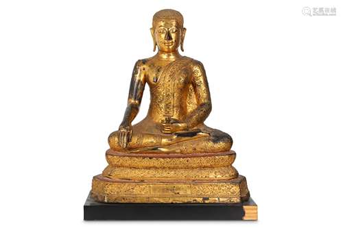 A THAI GILT-BRONZE SAKYAMUNI BUDDHA.