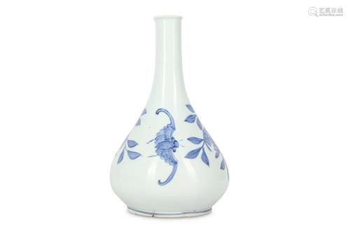 A KOREAN BLUE AND WHITE ‘BUTTERFLY AND FINGER CITRON’ BOTTLE VASE.