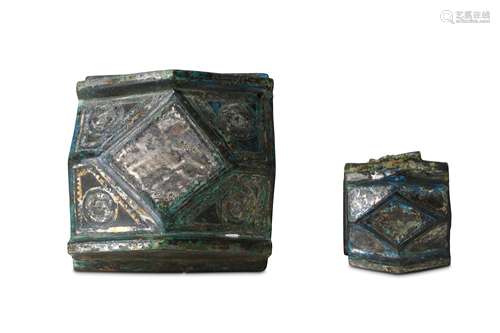 TWO ROMAN BRONZE ORNAMENTAL ATTACHMENTS