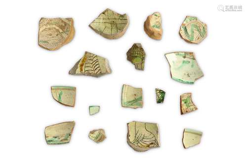 A GROUP OF BYZANTINE GLAZED POTTERY FRAGMENTS