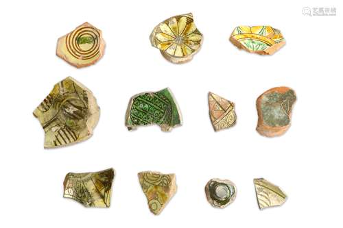 A GROUP OF BYZANTINE GLAZED POTTERY FRAGMENTS