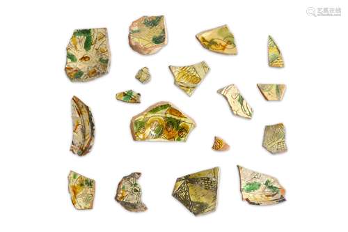 A GROUP OF BYZANTINE GLAZED POTTERY FRAGMENTS