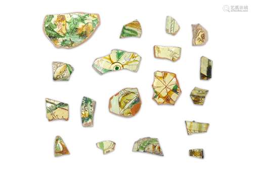 A GROUP OF BYZANTINE GLAZED POTTERY FRAGMENTS