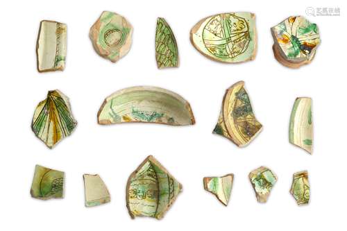 A GROUP OF BYZANTINE GLAZED POTTERY FRAGMENTS