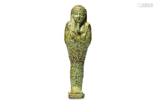 AN EGYPTIAN GLAZED COMPOSITION SHABTI FOR ANKH-HAP