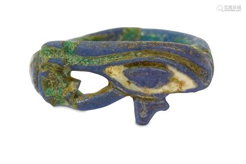 AN EGYPTIAN GLAZED COMPOSITION UDJAT EYE RING