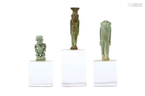 THREE EGYPTIAN GLAZED COMPOSITION AMULETS