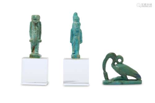 THREE EGYPTIAN GLAZED COMPOSITION AMULETS