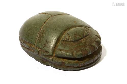 AN EGYPTIAN SCHIST HEART SCARAB