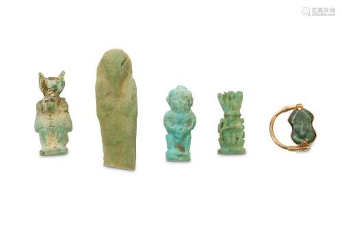 A GROUP OF GLAZED COMPOSITION AMULETS