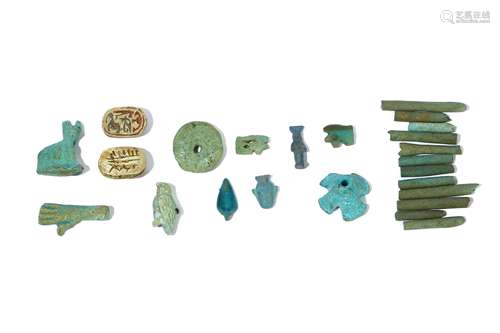 A GROUP OF EGYPTIAN GLAZED COMPOSITION PIECES