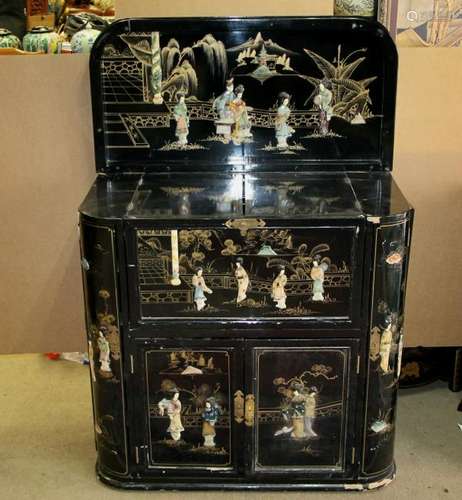 Chinese Black Lacquer/gold Cabinet