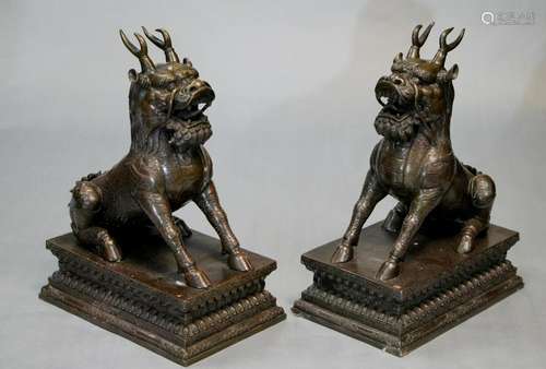 Pair of Bronze Beasts