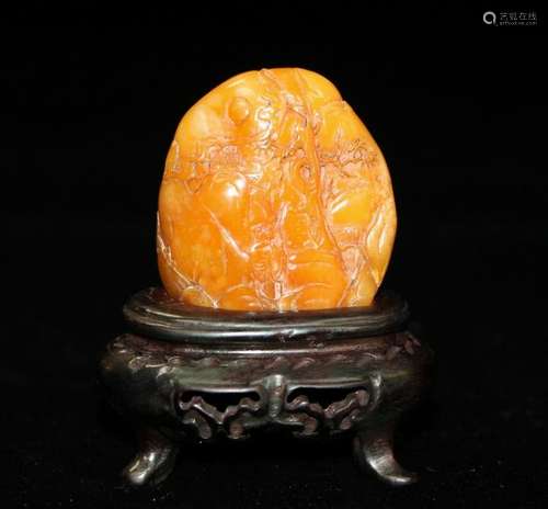 A Yellow Shoushan Stone Carved Mini Mountain