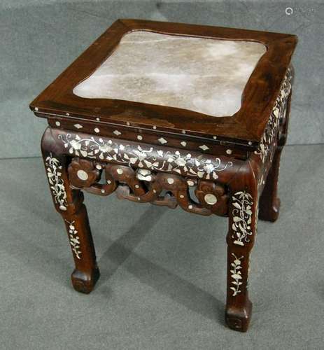 Rosewood Side Table w/ Marble Top