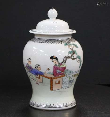 Chinese Fencai Porcelain Jar W/ Lid