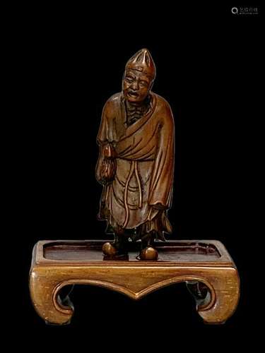 Wood Carved Chinese Old Man