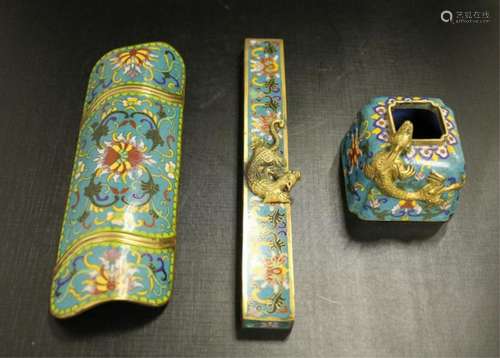 Chinese Cloisonne Deskset