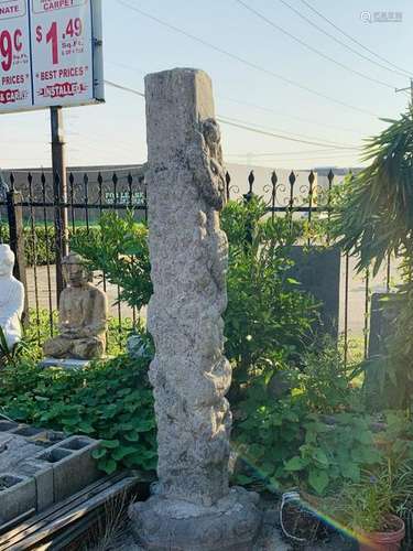 Large Carved Chinese Stone Huabiao Pillar