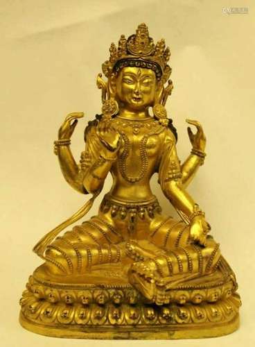 Chinese Gold Gilt Bronze Buddha