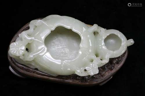 White Jade Carved Brush Washer