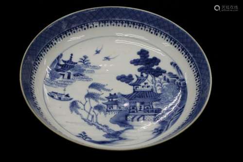 Qing Dynasty Exported B&W Plate