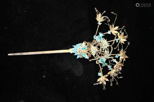 Old Chinese Silver Gilt Hairpin