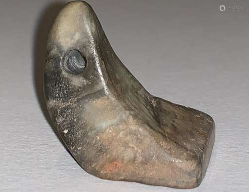 A Calcification Jade Seal Carved in a Horn Form