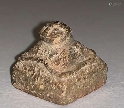 A Calcified Jade Seal Surmounted by a Snake