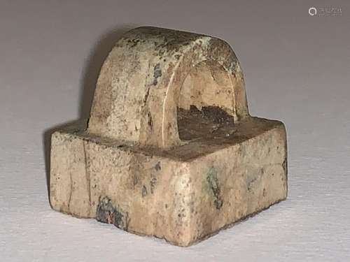 A Calcified Jade Seal with a Nose Handle