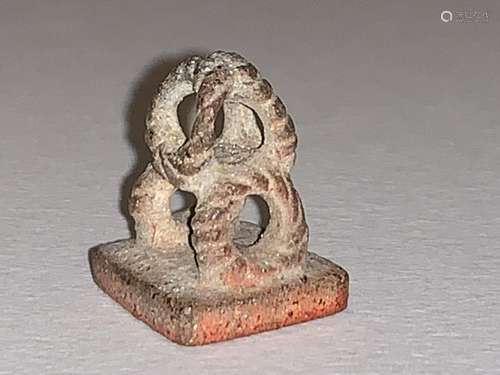 A Calcified Dark Jade Seal Surmounted by a Rope