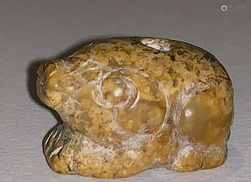 Han Dynasty Calcified Jade Carving of a Bear