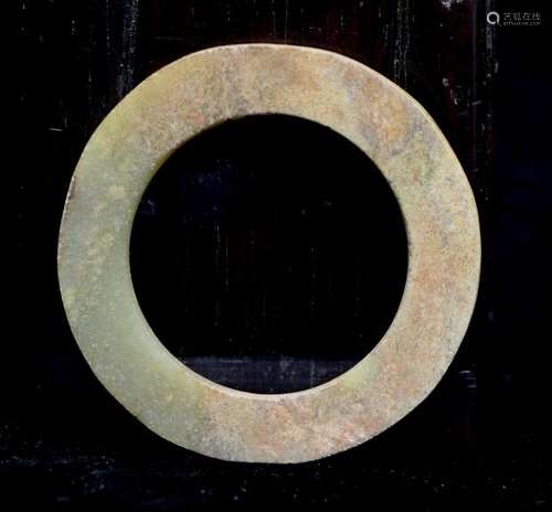 Shang Dynasty Plain Brown-Green Jade Disc