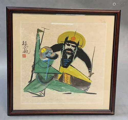 Framed Chinese Watercolor Painting-Lin Feng Mian