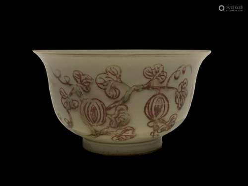 QingDynasty Chinese Undergalzed Red Porcelain Bowl