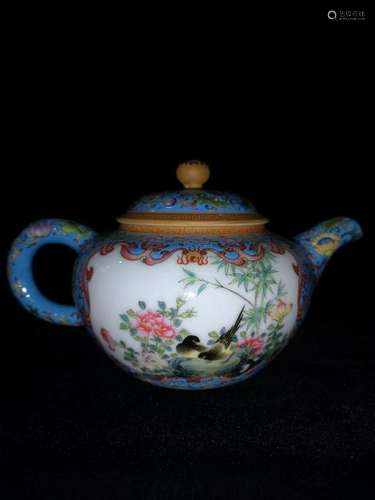 Qing Dynasty Yongzhen MrkChinese Porcelain Tea Pot