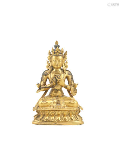 18th century A gilt-bronze figure of Maitreya
